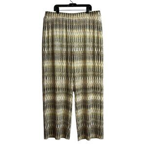 Chicos Travelers Pants Size 2 Large Slinky Knit L Elastic Waist Yellow Bohemian